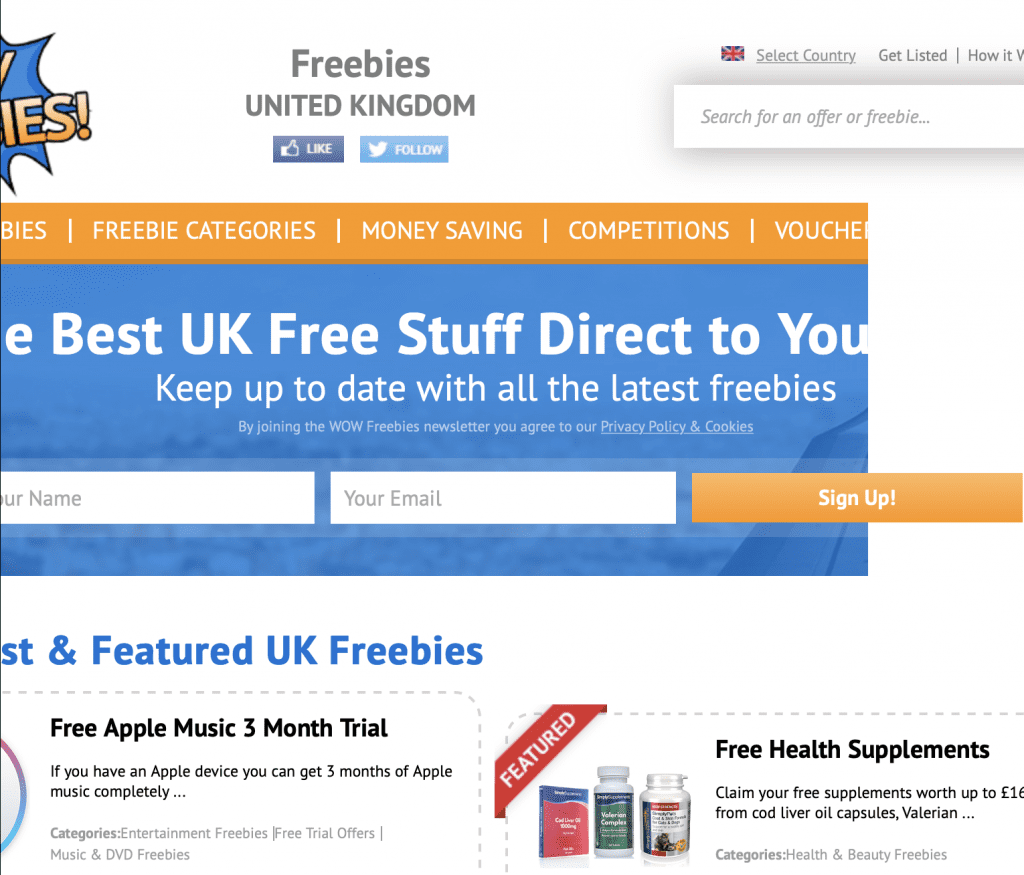 Old WOW Freebies design on iPad