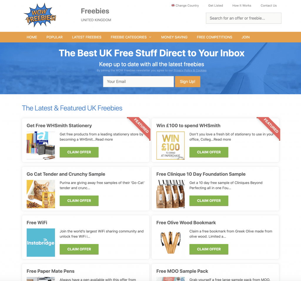 New WOW Freebies design on desktop