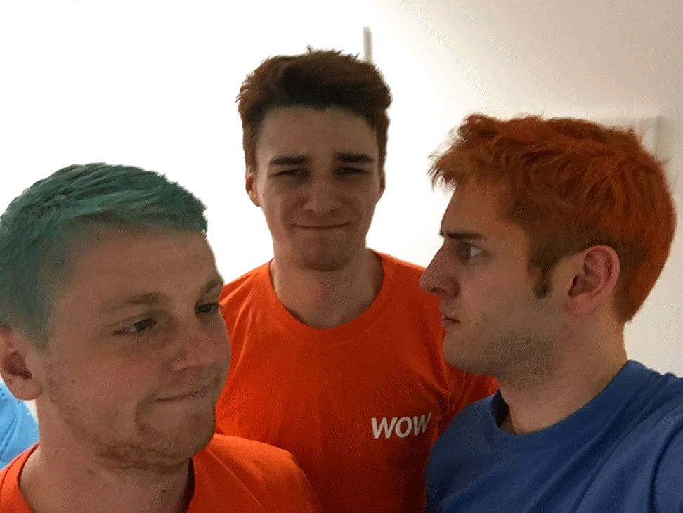 Wes, Matt and Mason animated with WOW coloured hair