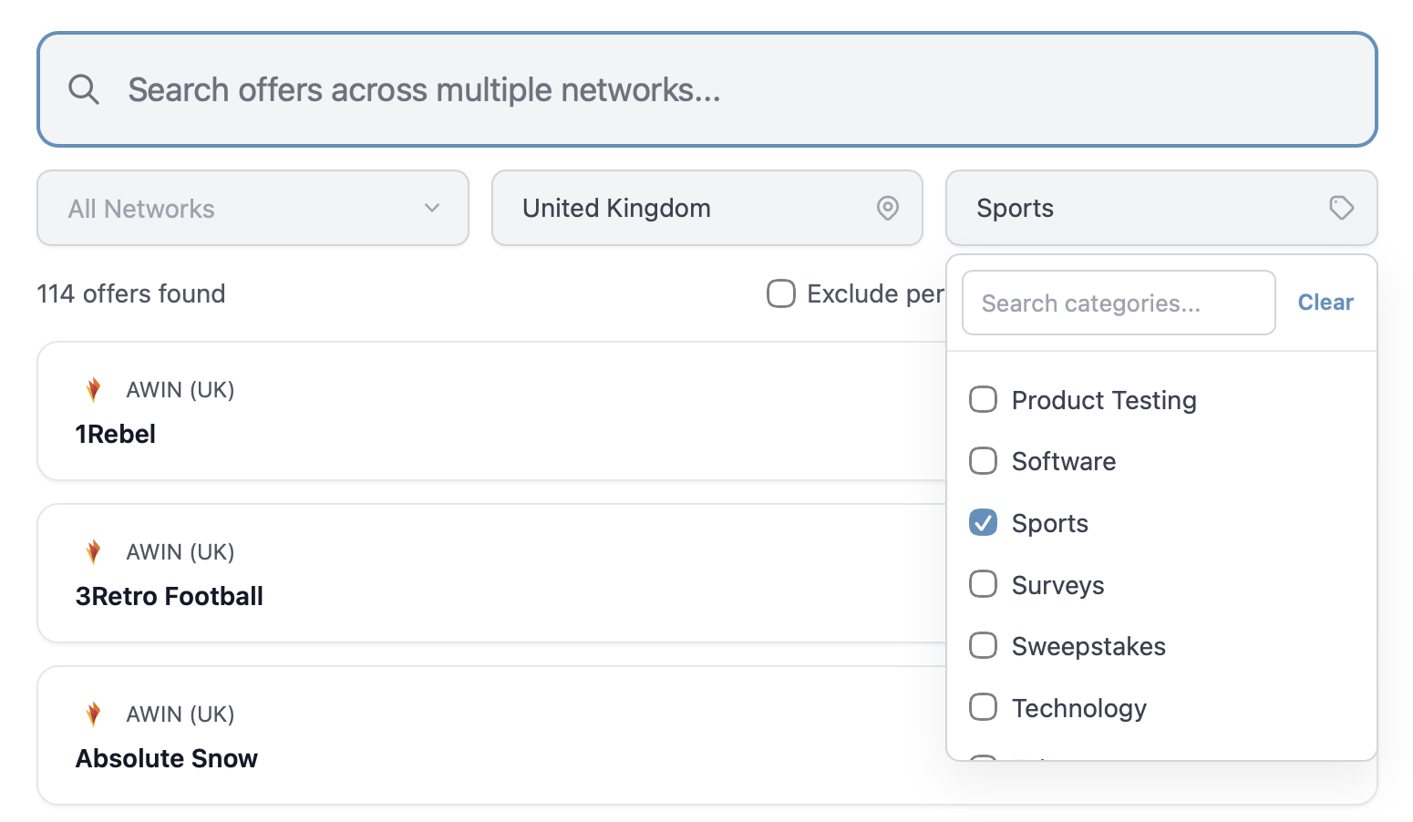 Example of AI-powered categorisation in the Offer Engine