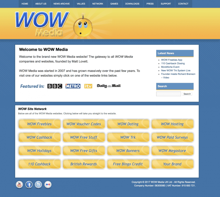 The WOW Media site in 2011